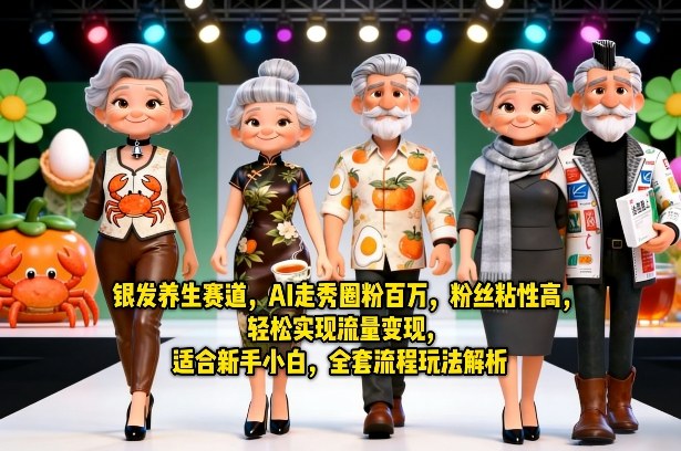 银发养生赛道，AI走秀圈粉百万，粉丝粘性高，轻松实现流量变现，适合新手小白，全套流程玩法解析